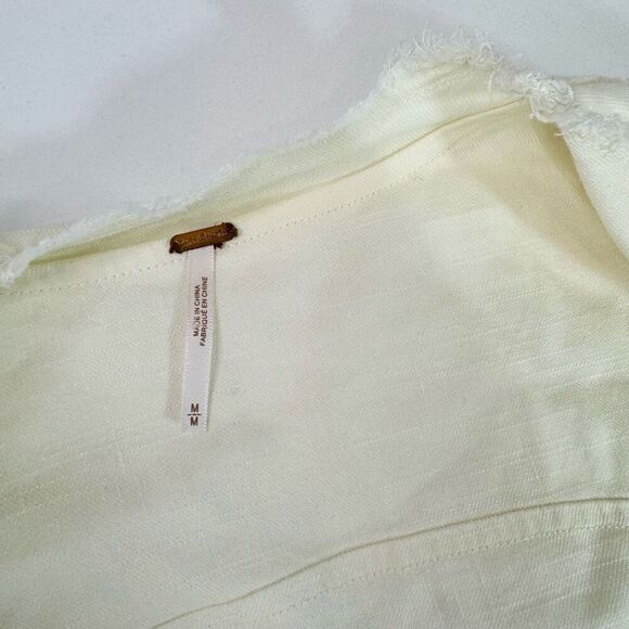 Free People Jacket Womens Medium White Solid career Open-Front Linen Blend - Picture 5 of 10